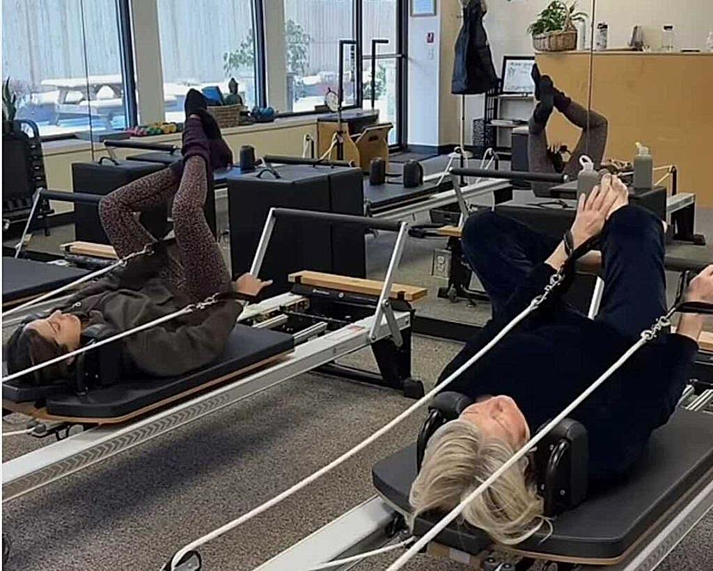 Martha Steward Doing Reformer Pilates