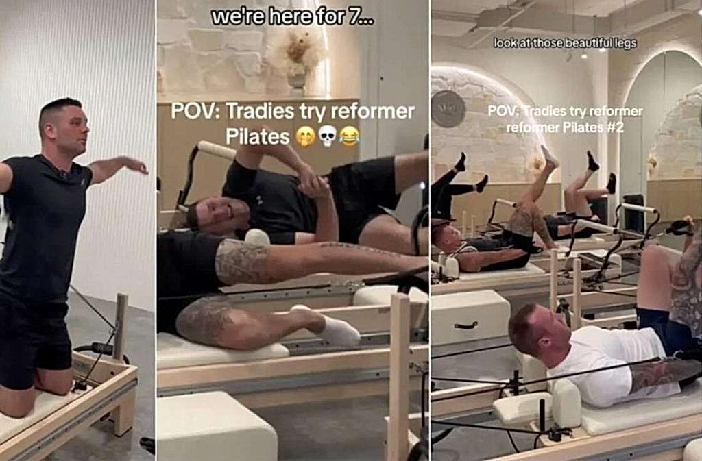 Aussie Tradesmen try reformer Pilates